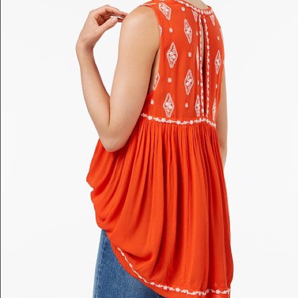 🆕 Free People Sleeveless Embroidered Diamond Top - Picture 2 of 6